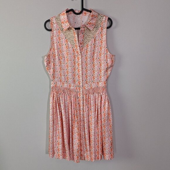 Manoush Printed Pleated Dress Size 8 - Picture 1 of 3